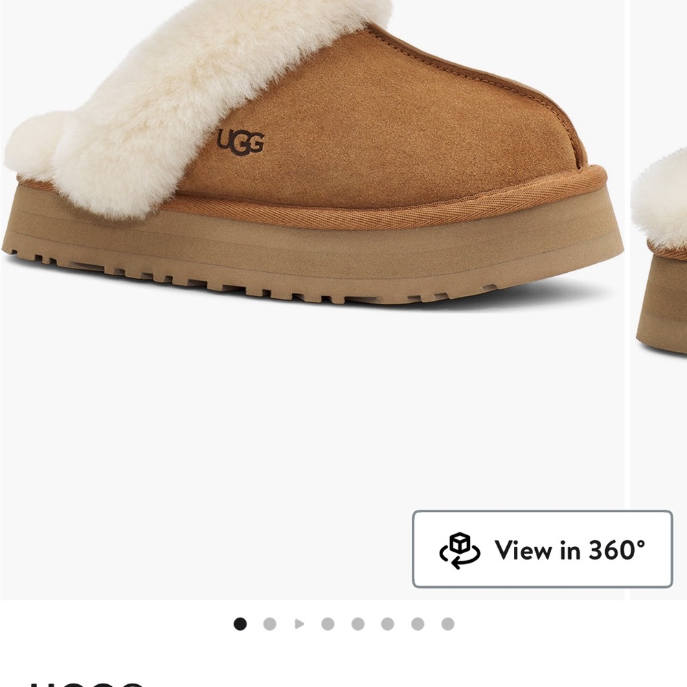 UGG Chestnut Suede Slippers with Cream Fur
